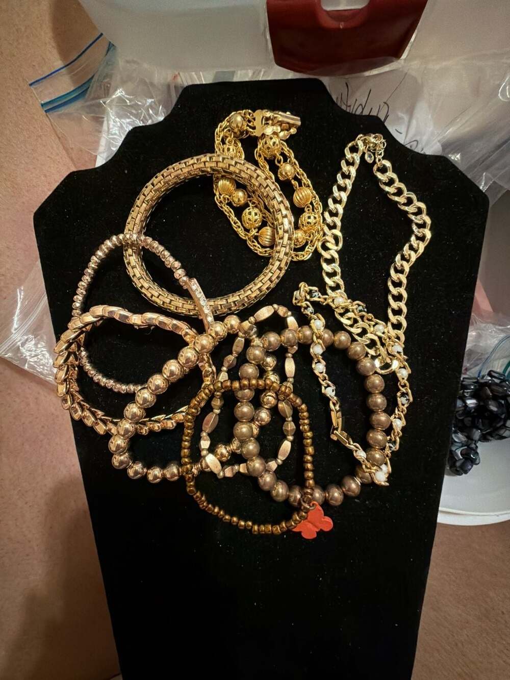 Vintage Gold Tone Assorted Bracelet Stack Bundle Set of 10